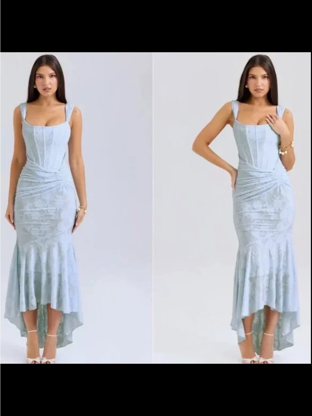house of cb cesca dress blue 'Cesca' Bluebell Floral Maxi Dress